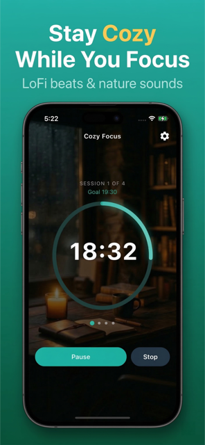 Cozy Focus - Timer running with lofi music