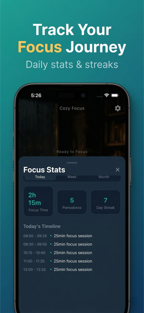 Cozy Focus - Focus stats and daily streaks