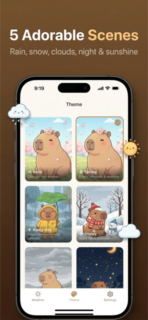 Weather Capy - Weather themes and capybara reactions