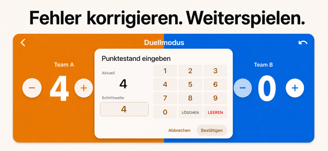 Direkte Punkteingabe und Korrektur in Score Counter